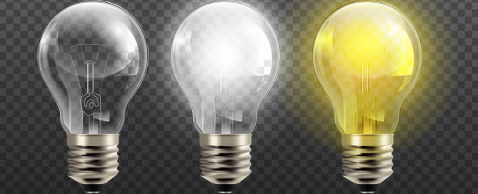 Three Lightbulbs on Background