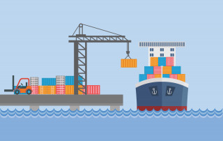 Container ship in port